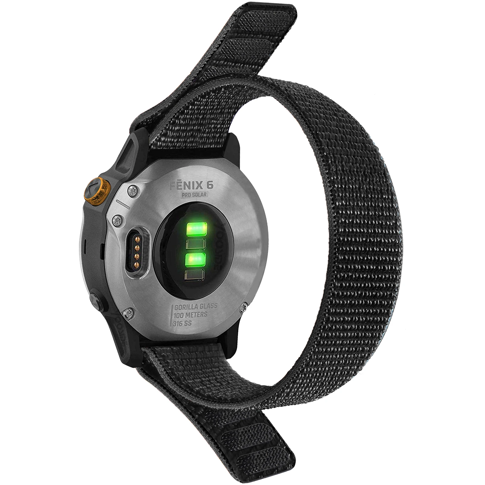 Ultralight Woven Nylon Hook Loop Watch Strap, 22mm