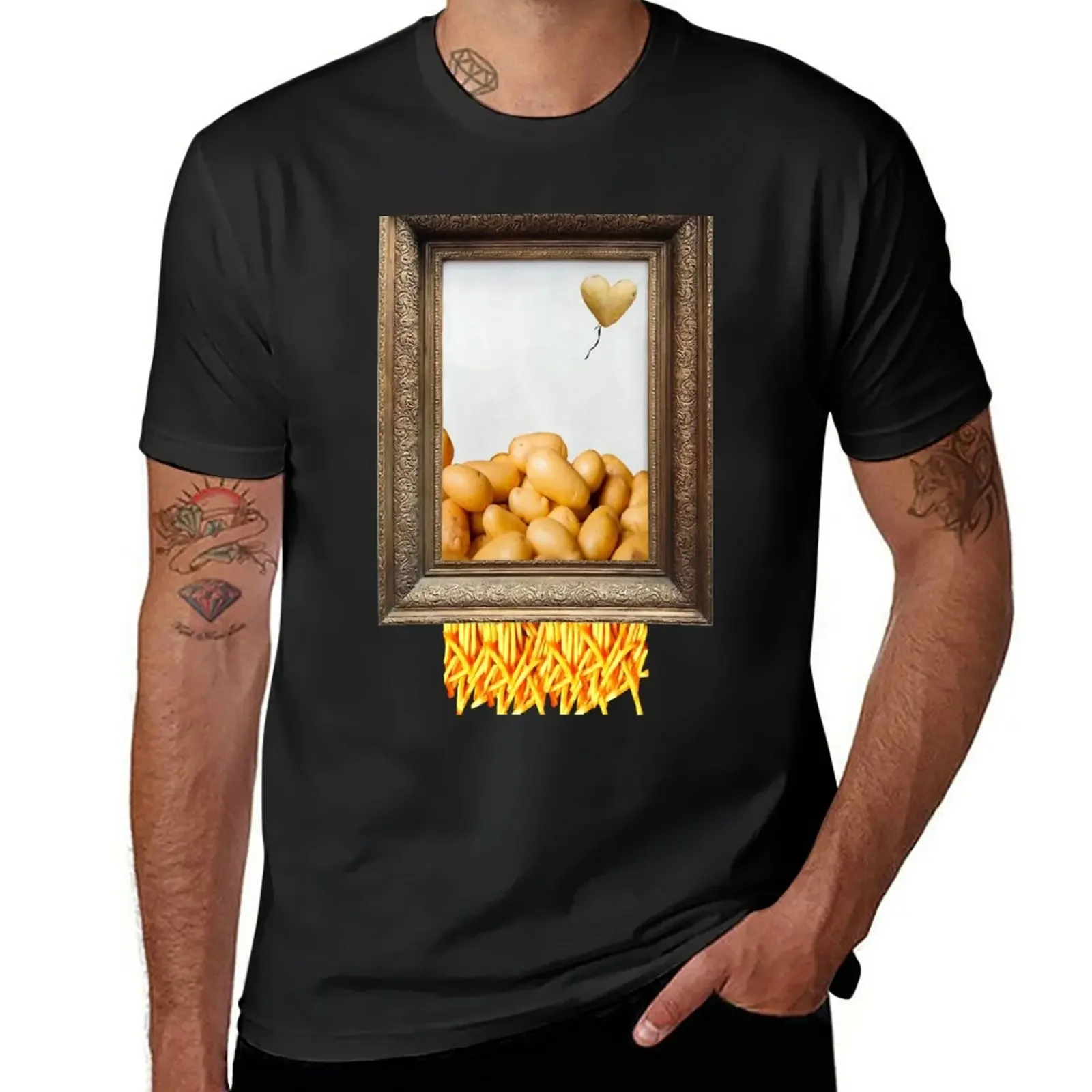 

French fries T-Shirt summer tops Short sleeve tee mens graphic t-shirts anime