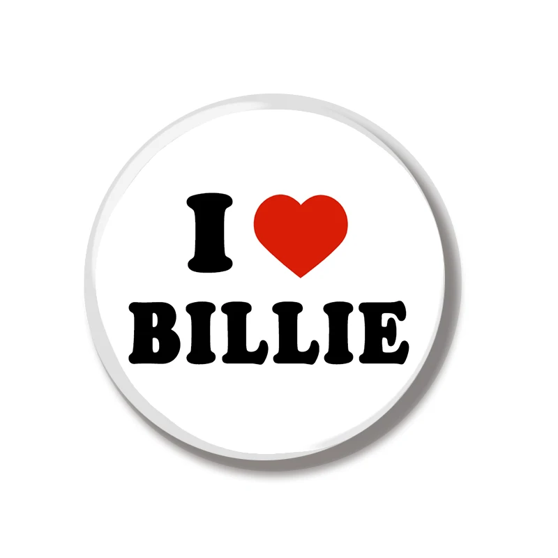 44MM I Love Billie Pin Soft Button Pin Jewelry Creative Badge Cartoon Brooch Lapel Pin Bag Backpack Hat Decoration
