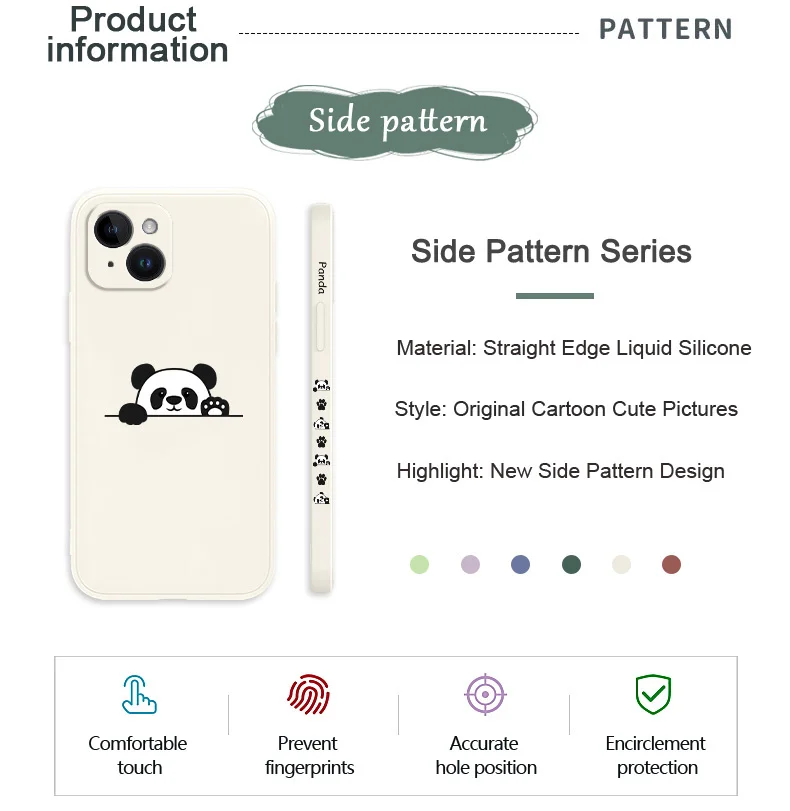 Panda Cute Label Phone Case For iPhone 15 14 13 12 11 X XR XS SE2 SE2020 8 7 6 6S Plus Pro Max Mini Silicone Cover- Sc6c7b60f2e7e413dae3b4ea80a4af4e8d