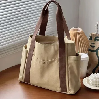 Large Capacity Canvas Tote Bags for Work Commuting Carrying Bag College Style Student Outfit Book Shoulder Bag Bolsos Para Mujer 7