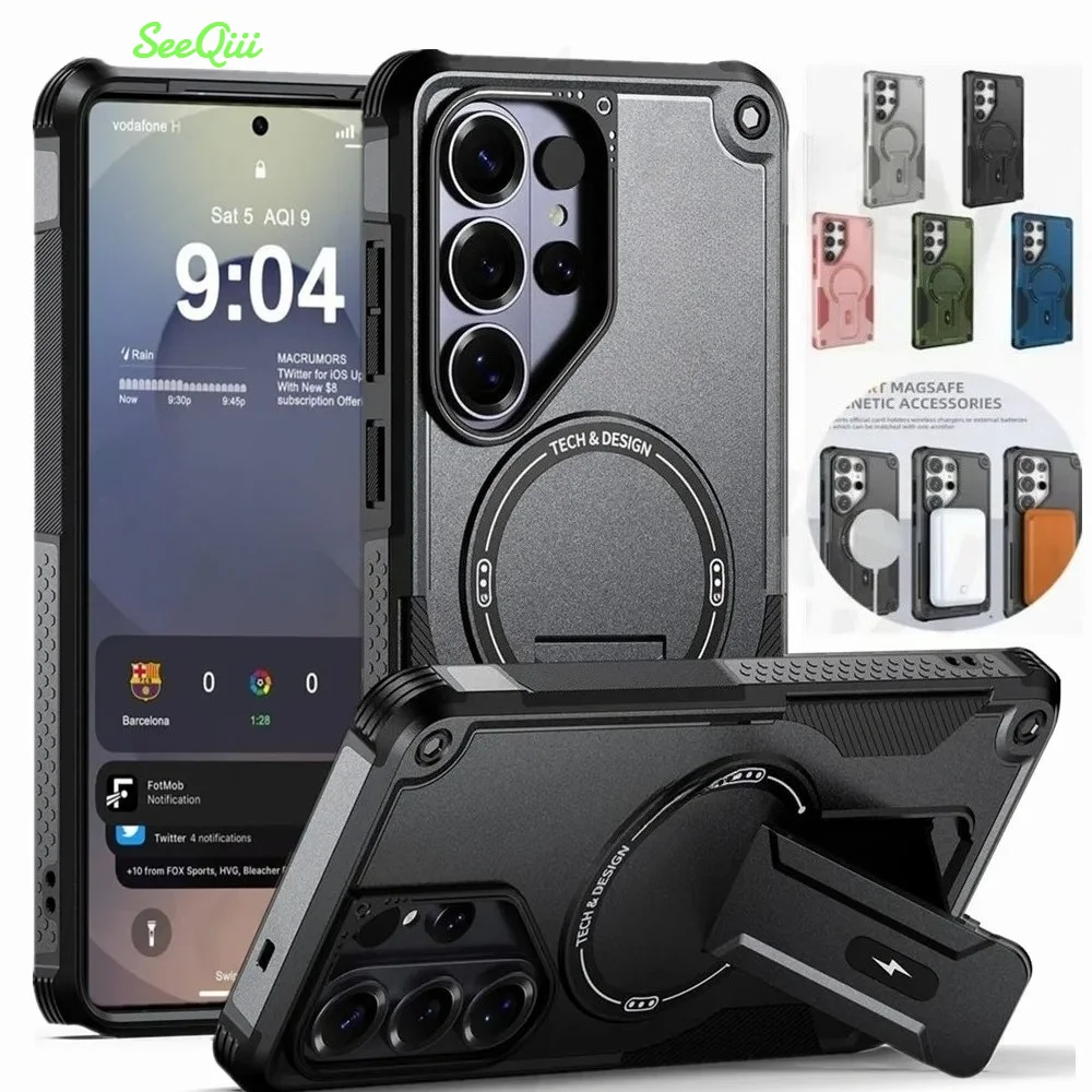 Enhanced Magnetic Phone Case with Upright Kickstand - Shockproof Protection Cover