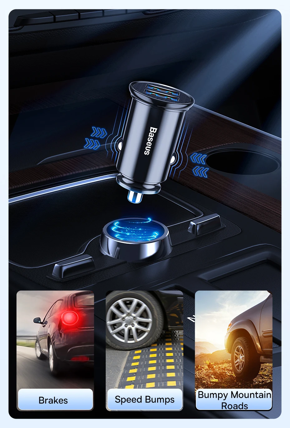 Baseus 30 W USB-Autoladegerät Quick Charge 4.0 3.0 FCP SCP USB PD für Xiaomi iPhone 12 13 14 Pro Schnelllade-Autotelefon-Ladegerät – Detail 9
