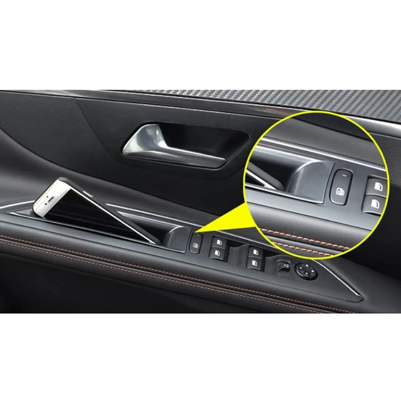 4X Front Row Door Side Storage Box Handle Armrest Phone Container For Peugeot 3008 GT 5008