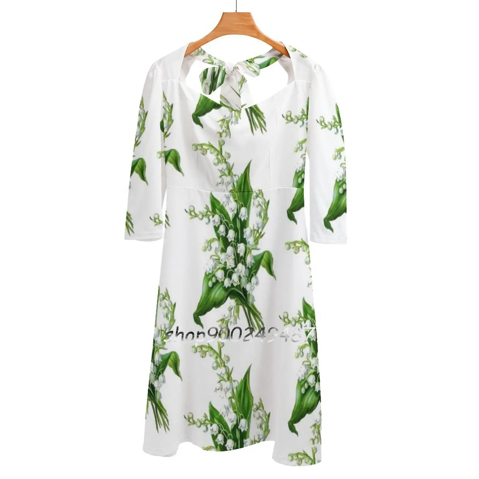 

Платье с квадратным вырезом, принтом и принтом