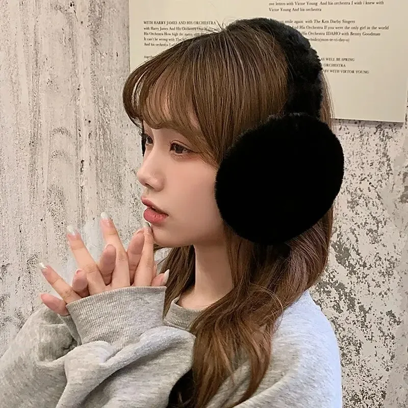 단색 부드러운 플러시 이어 워머, 따뜻한 귀마개, 패션 이어 커버, 야외 방한 이어 머프, 접이식 이어 플랩, 겨울