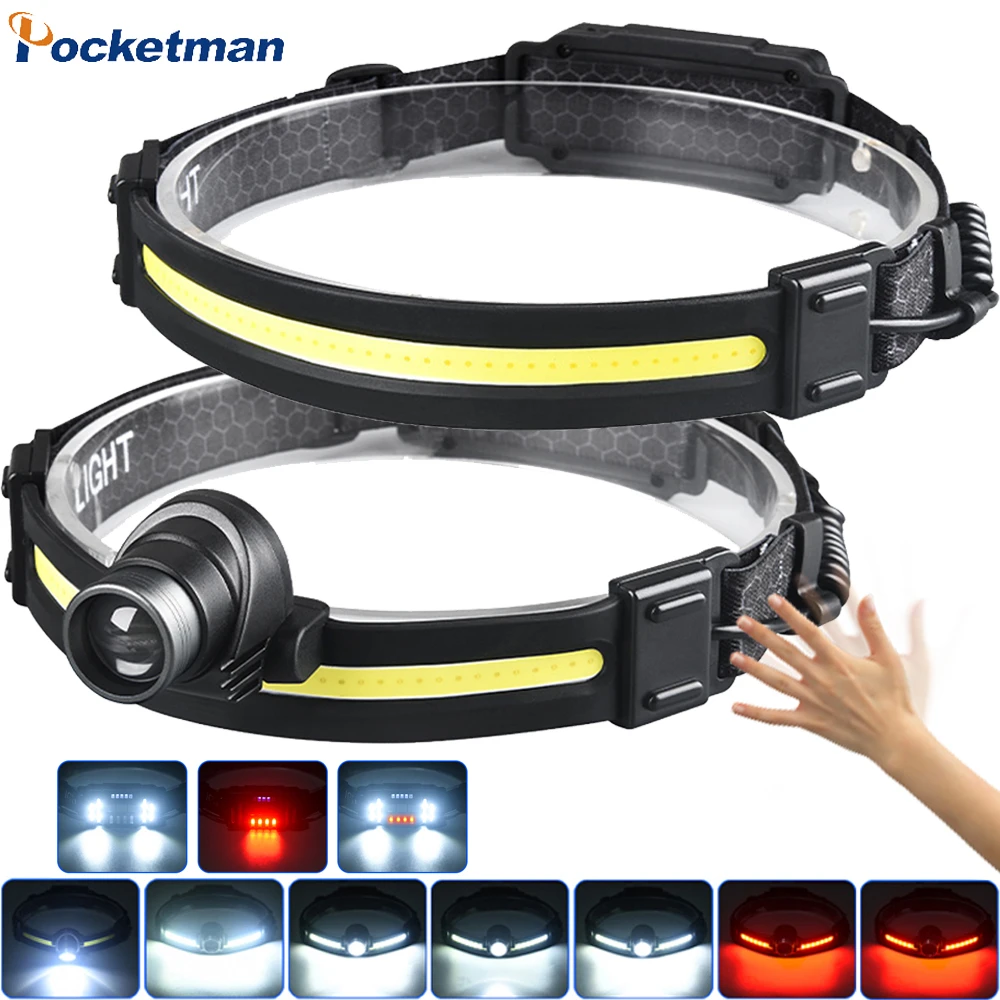 High Lumens XPG+COB LED Headlamp Smart Motion Sensor Headlight