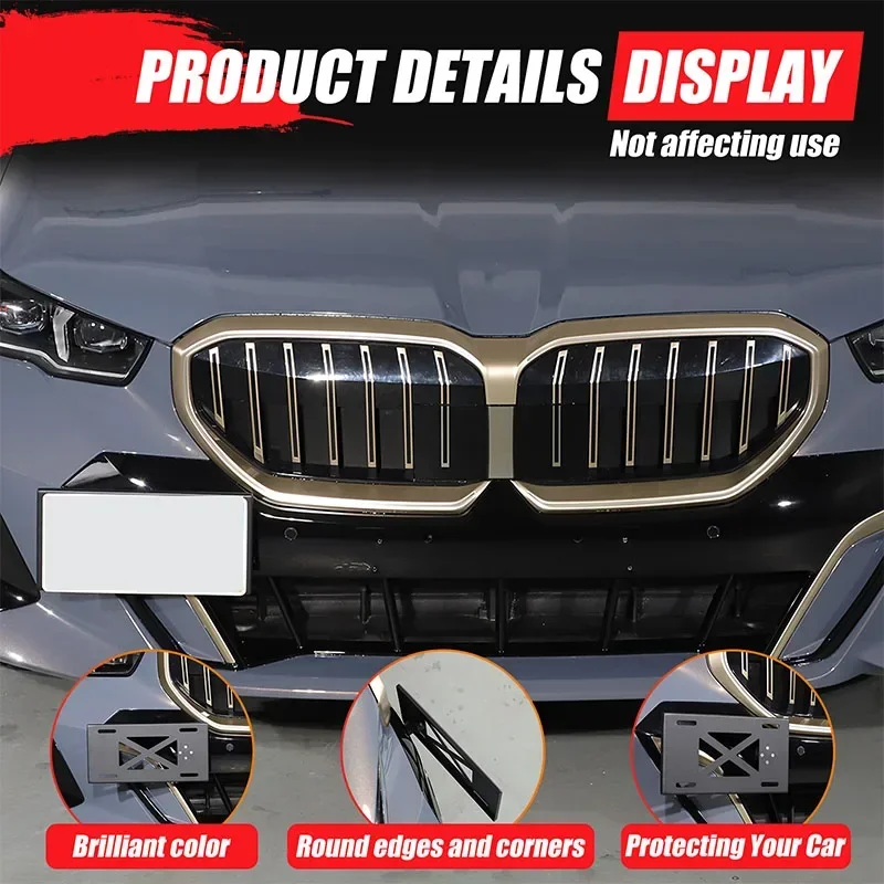 

Для BMW 5 серий I5 G60 2024 Черный Автомобильный передний бампер держатель номерного знака из алюминиевого сплава автомобильные аксессуары