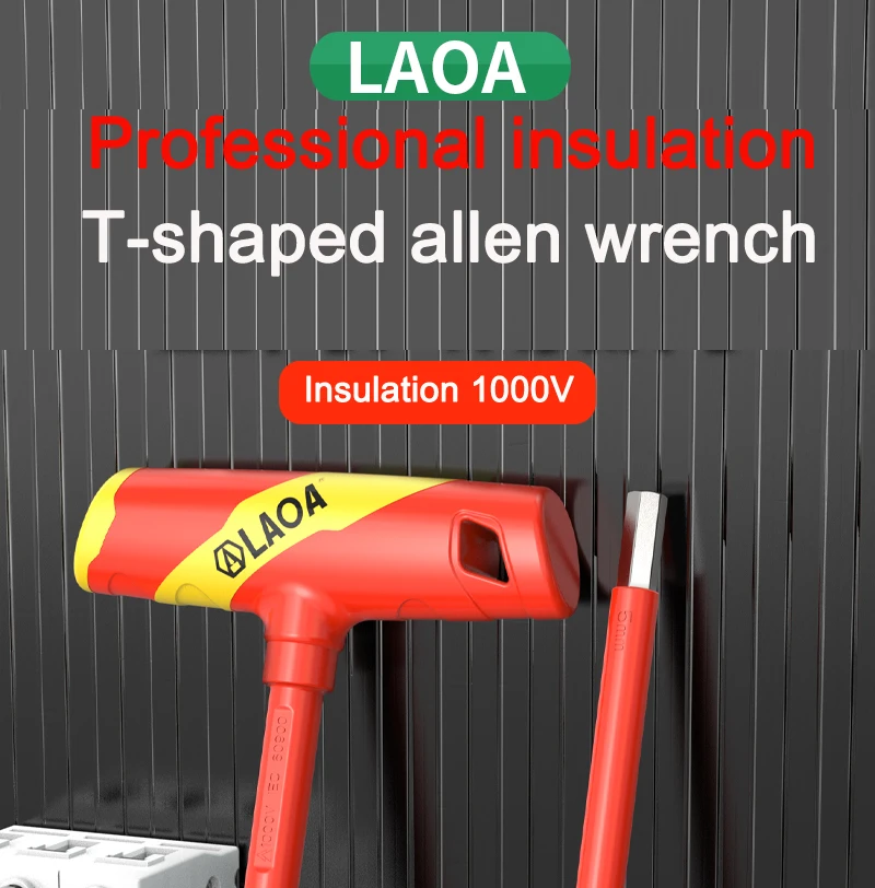 LAOA Multifunktionaler Isolierter T-förmiger Flachkopf-Inbusschlüssel mit Kugelkopf, Sechskant-Steckschlüssel für Autoreparaturen 2,5mm-10mm – Detail 1