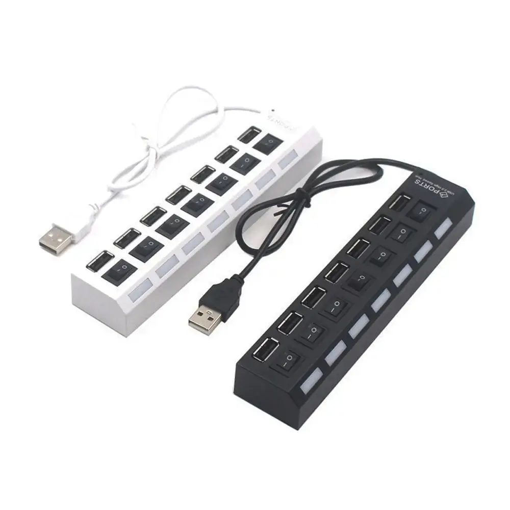 USB Hub Splitter 4/7 Port Individual Switch Adapter Hub Multi-Port Socket Powered ON/OFF