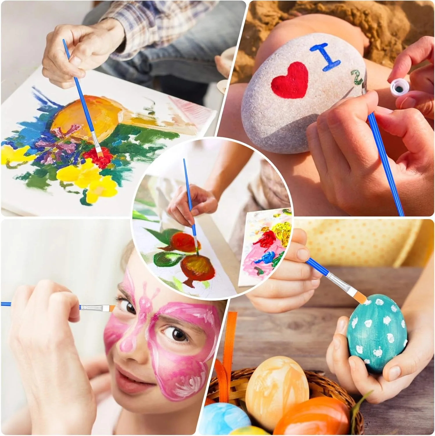 30Pcs/set Paint Brushes Set for Kids Acrylic with Flat Round Pointed Paint Brushes Pottery Craft Watercolor Oil Painting pottery coloring tool,graffiti paint tools