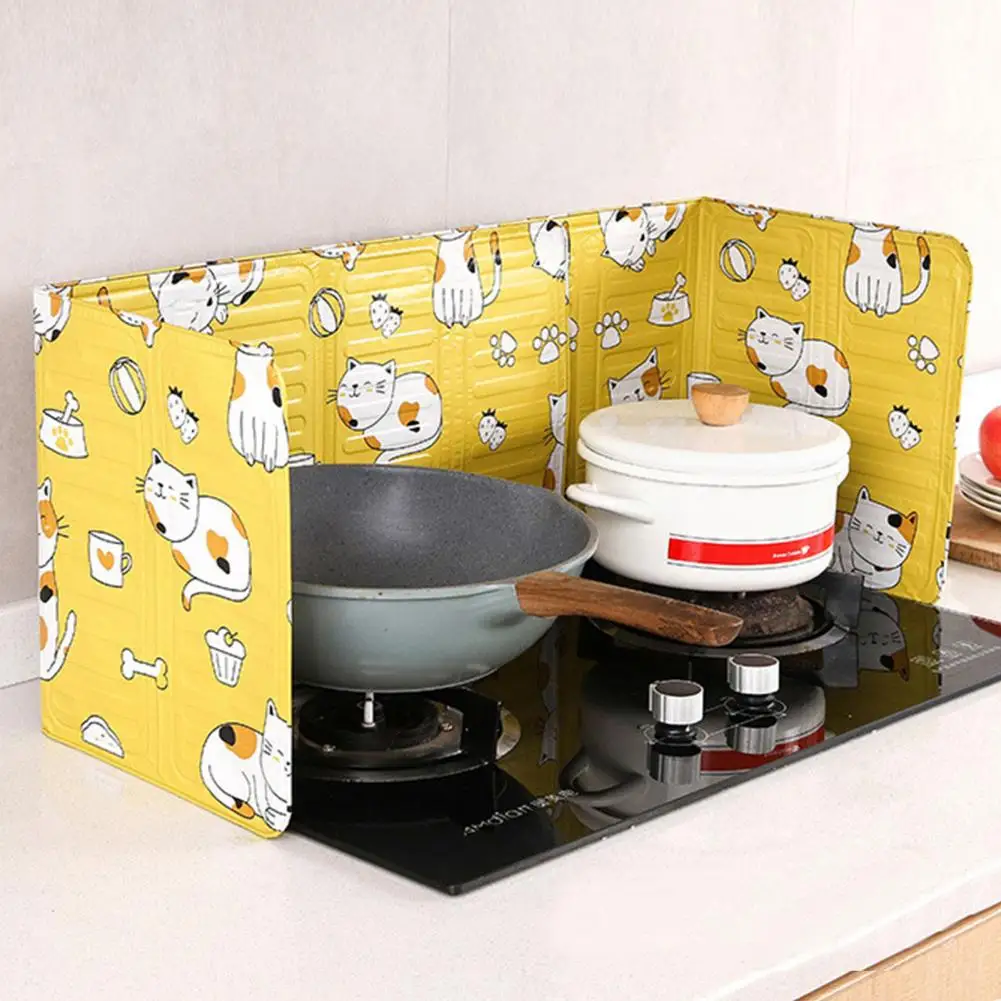 

Gas Stove Heat Insulation Board Cartoon Pattern Foldable Oil-proof Splash Guard for Kitchen Stove High Temperature for Cooking