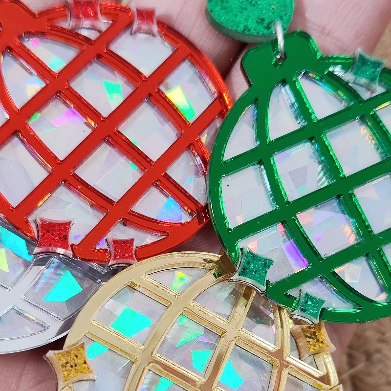 KUGUYS Acryl-Laser-Discokugel-Ohrringe für Damen, Retro-Schmuck, Vintage, rund, trendiges Tanz-Accessoire – Detail 8