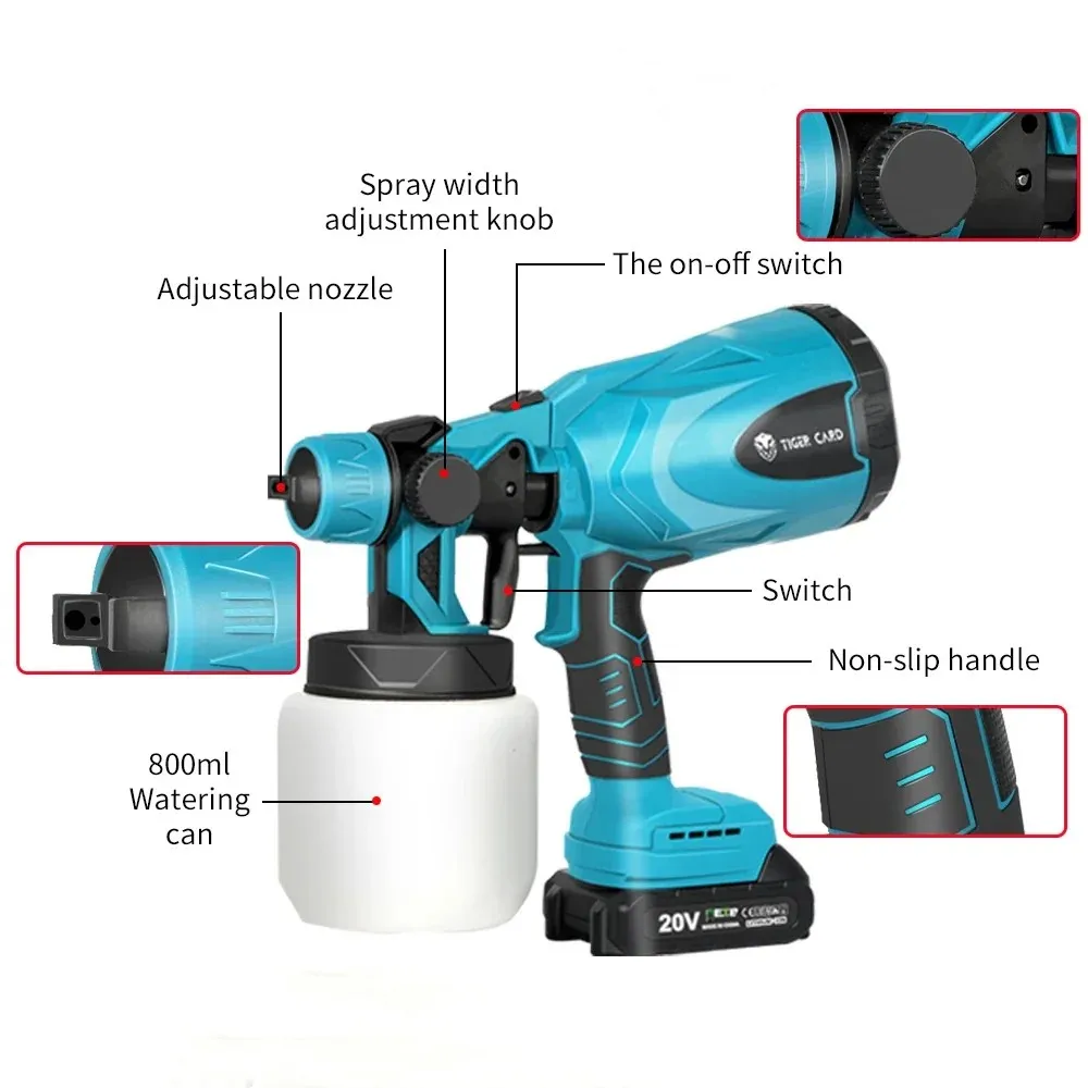   ̰  HVLP Ʈ й, ŰŸ 18V ͸ ڵ  ƿ   귯, 1500W