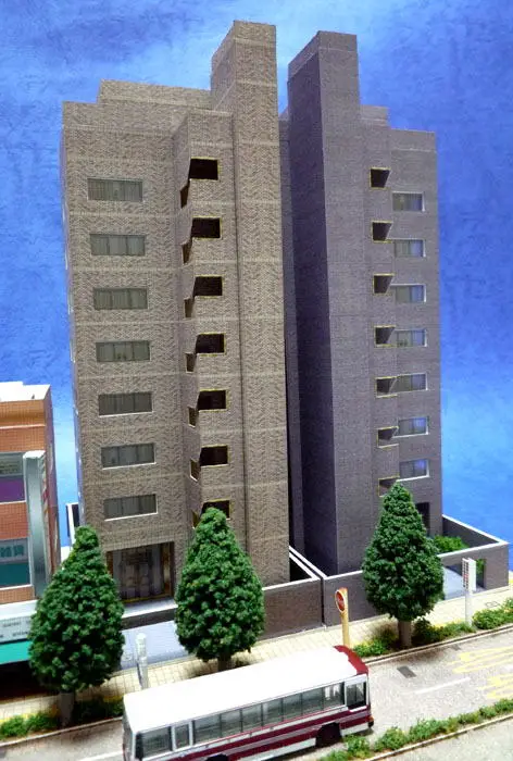 1:150 N-Scale Japanese Building Diorama scene 3D Paper Model DIY Handmade Ornaments high-rise apartment building