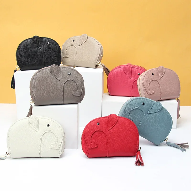 Japanese creative elephant card bag large capacity card pendant organ card ba female certificate card sleeve leather small purse