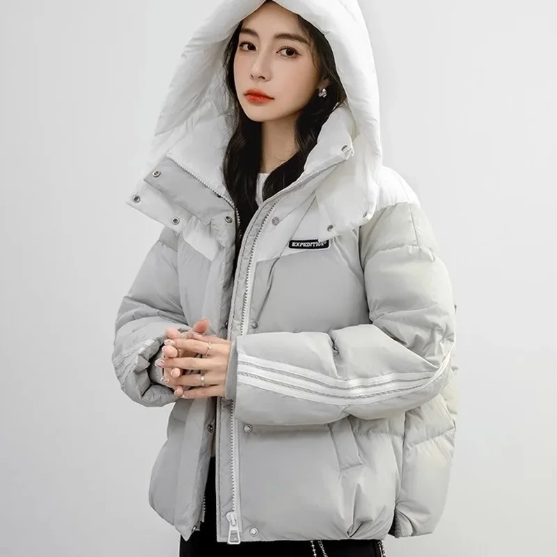 2023 New Women Down Jacket Winter Coat Female Short Parkas Thick Warm Outwear Leisure Time Hooded Versatile Fashion Overcoat