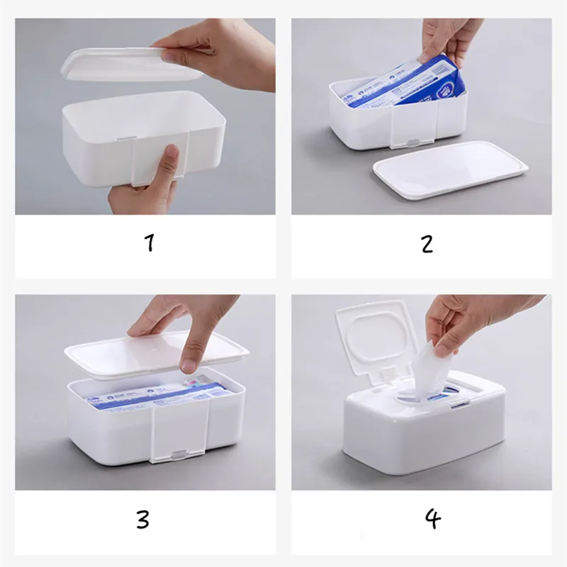 Wet Tissue Box Wet Wipes Dispenser Portable Tissue Box Cotton Swab Storage Box For Car Home Office Desktop Organizer 5