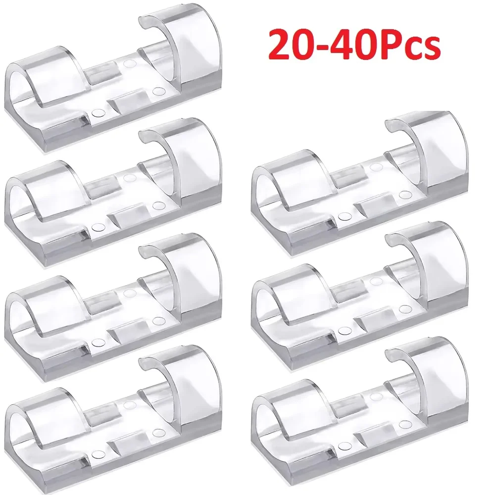 Cable Organizer 20/40PCS Cable Organizer Clips Cable Management Wire Manager Cord Holder USB Charging Data Line Bobbin Winder Wall Mounted Hook