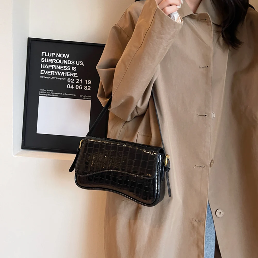 PU Leather Women Single Shoulder Bag Solid Color Vintage Satchel