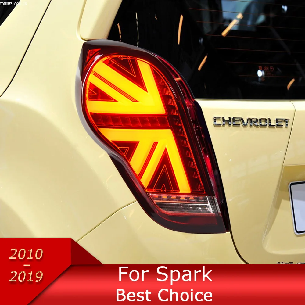 

Car Lights For Spark 2010-2019 LED Auto Taillights Assembly Upgrade Audi Design Gypsophila Rear Signal Lamp Tool Accessories Kit