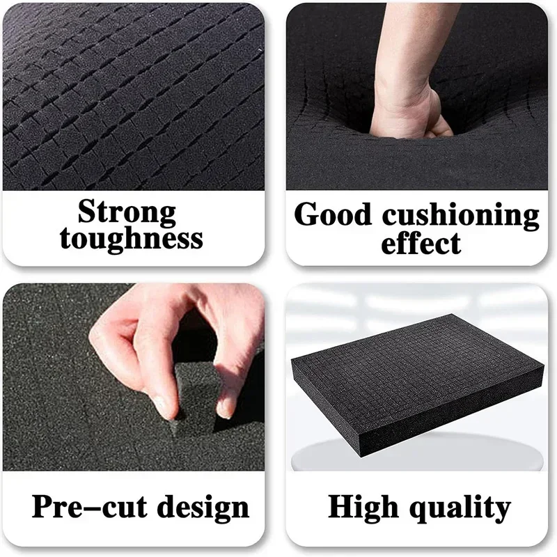 4PCS High Density Foam For Toolbox Pre-cutting Foam Insert Shock-Absorbing Sponge Sheet Shadow Precorted For Hard Flight Case 4