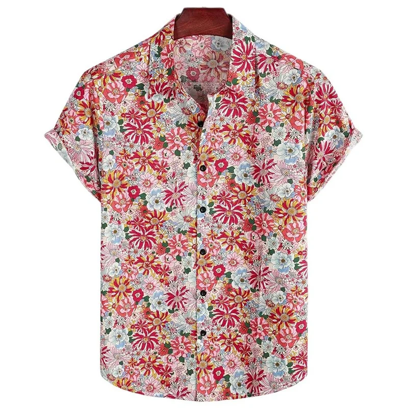 Camisas estampadas florales de moda para hombres, ropa con estampado 3D, camisas hawaianas de playa, blusas Y2K de manga corta, ropa vintage, blusa con solapa