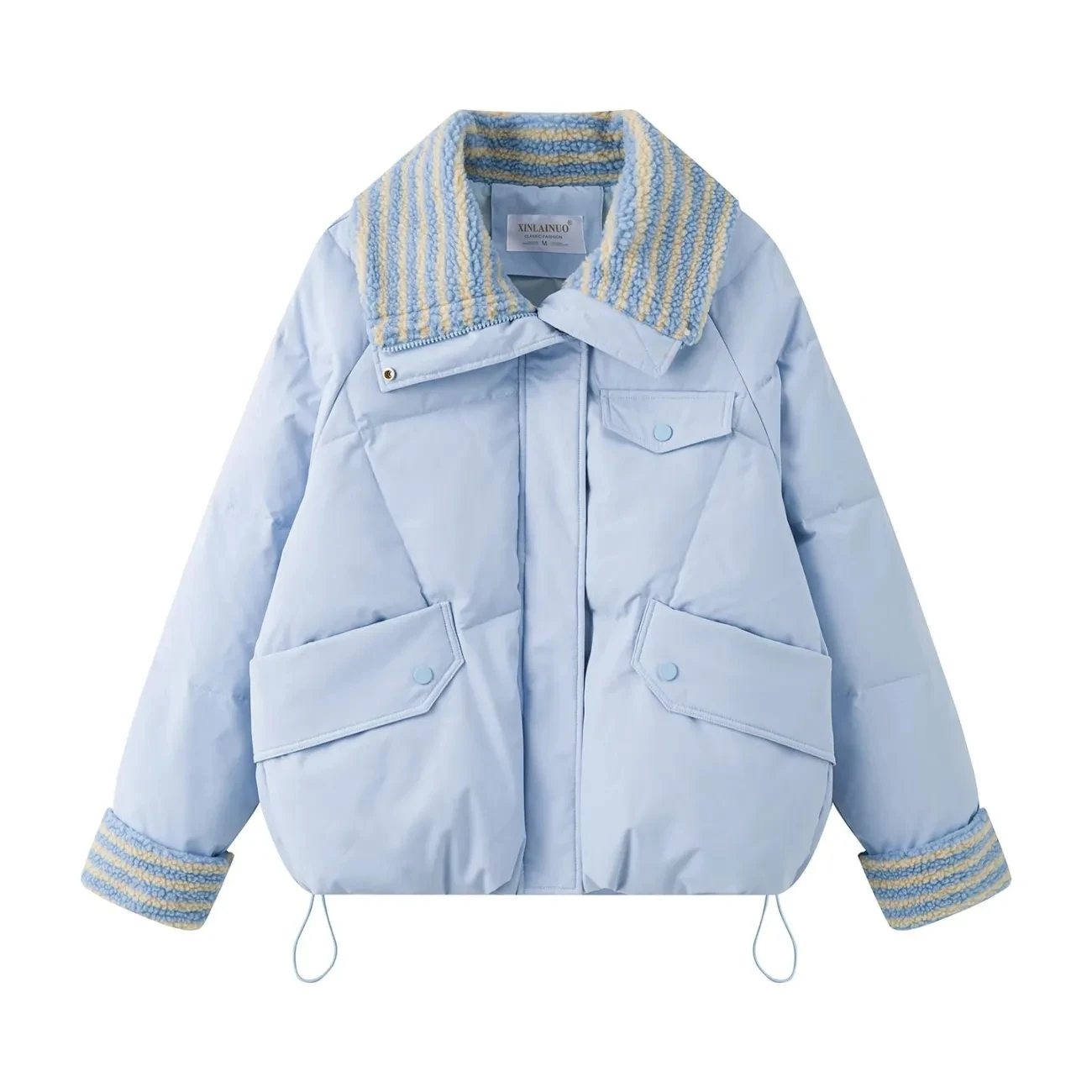 Down Cotton Jacket Women's Short 2025 Lamb Wool New Loose Cotton Jacket Winter Korean Version Thick Bread Jacket Lemon Yellow
