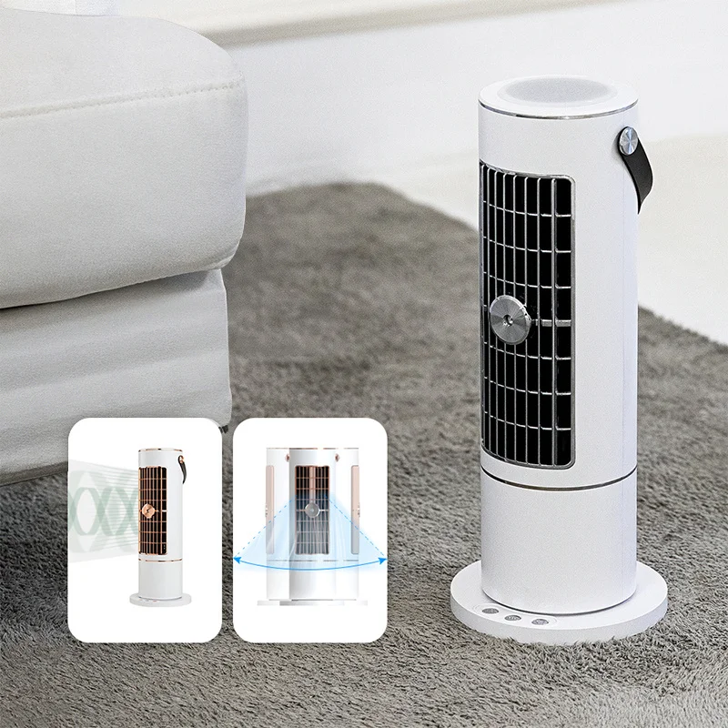 Electric Bladeless Fan Portable Rechargeable Mini Humidifying Fans Rotating Spray for Room Office Desk USB Charging Tower Fan