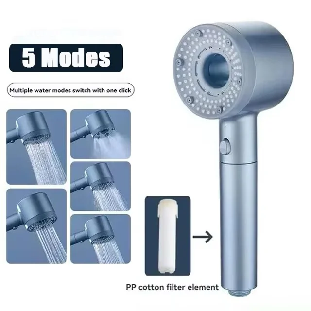 High Pressure Adjustable Water-Saving Shower Head with One-Key Stop Feature
