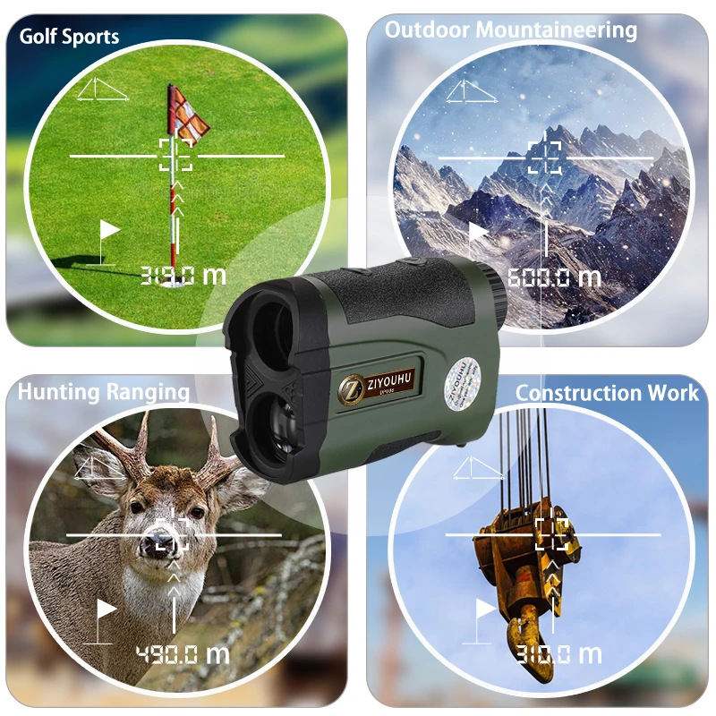 1200M Golf Rangefinder Outdoor Sports with Slope Compensate 6X Laser Ranging Monocular Distance Speed Angle Overall Measurement