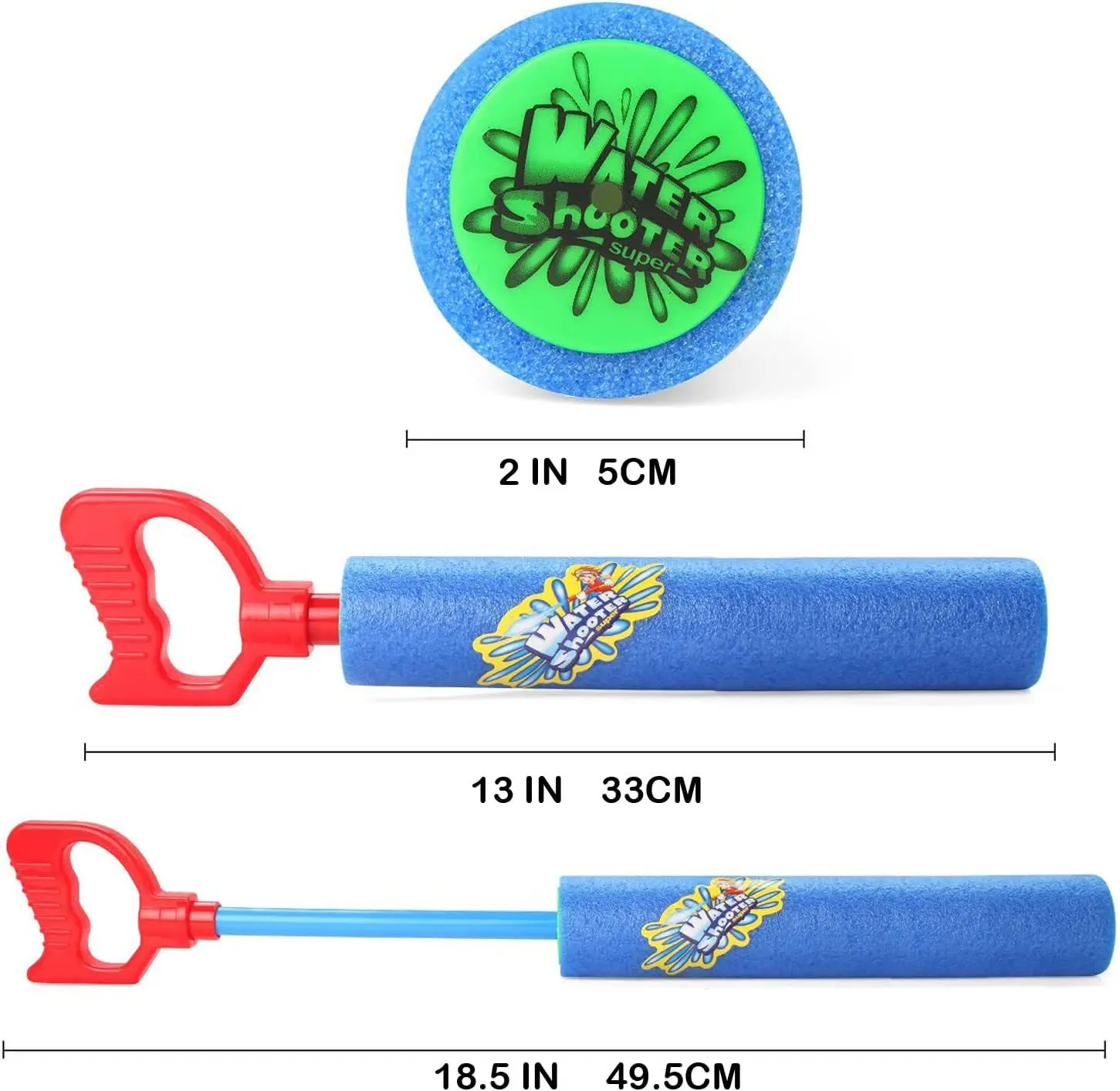 6 Pack Water Guns Shooter Super Foam Soakers Blaster Squirt Guns Pool Toy Plastic Handle Summer Swimming Beach Garden Outdoor 3