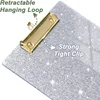 A6 Acrylic Clipboards Glitter Clipboard with Gold Clip Designed for Classroom School Doctor Office Sparkly Clipboards 3