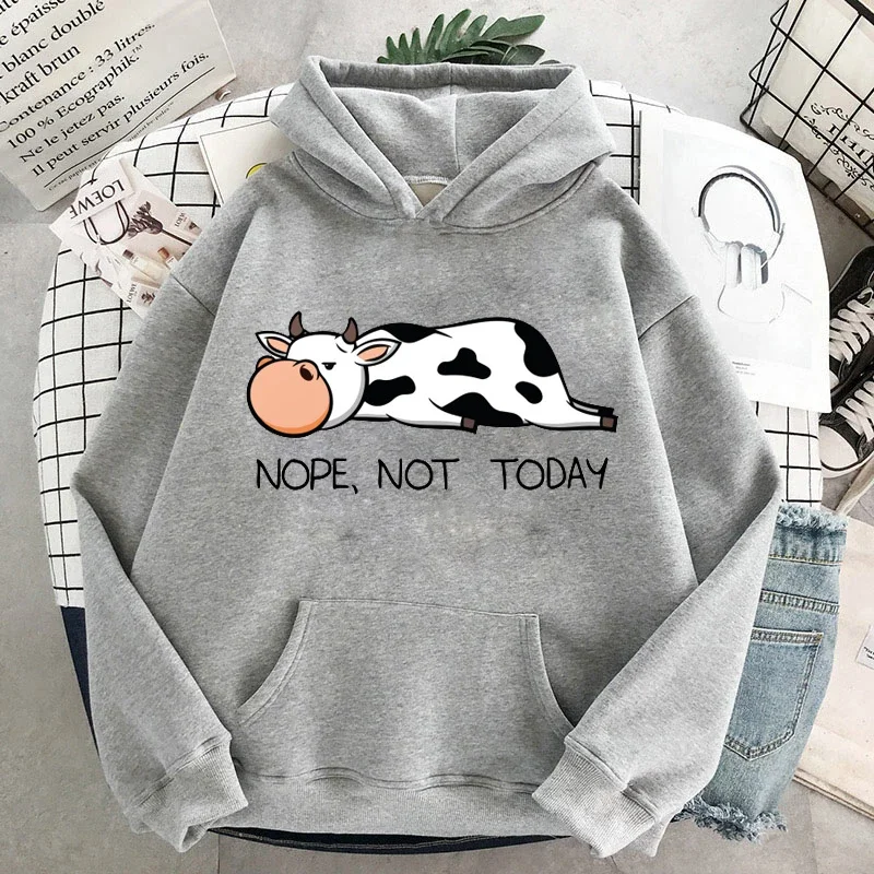 

Nope Not Today Fun Printed Hoodie Hip Hop Street Kawaii Women's Sweatshirt 2023 Spring and Autumn Women's Pullover Hoodie