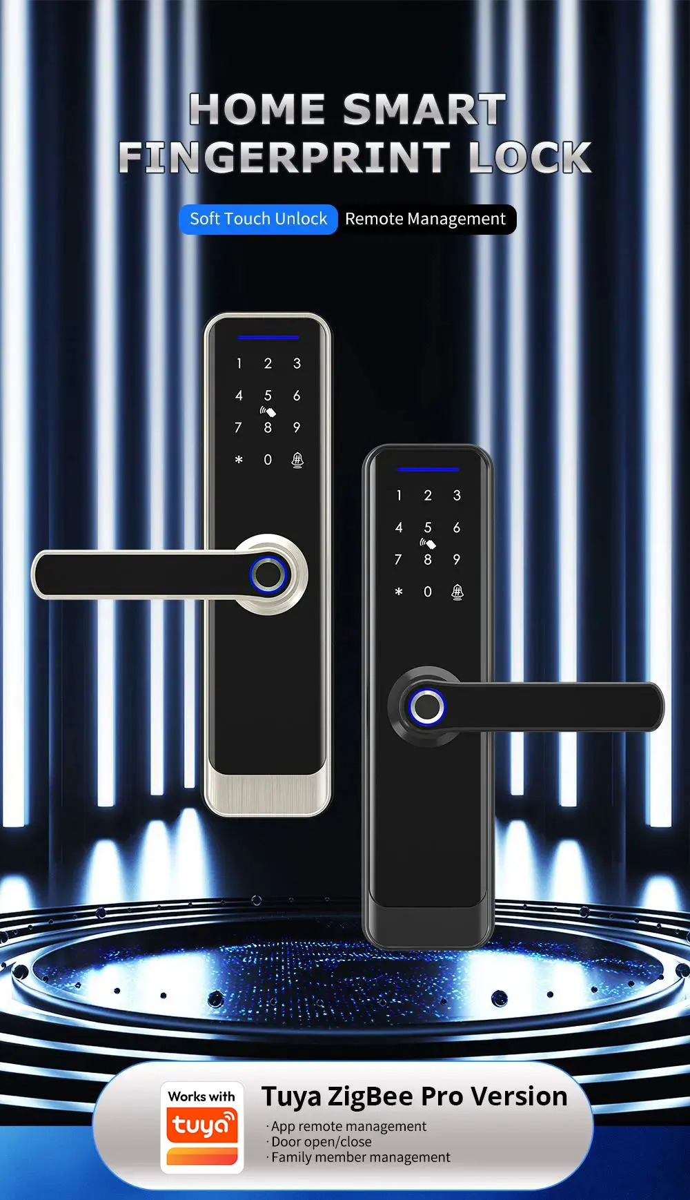 Zigbee Smart Lock Work with Tuya App Core Cylinder Home Security Door Lock Encry
