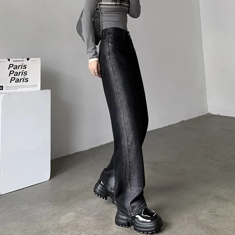 Chasehot Jean Femme,Taille Haute Coupe Droite Straight Jeans,Mode Baggy