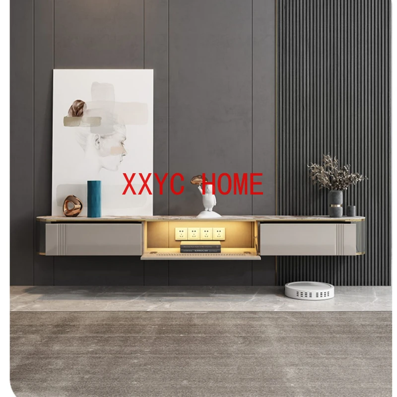 

Living room rock hanging TV cabinet small apartment simple modern home ultra-narrow