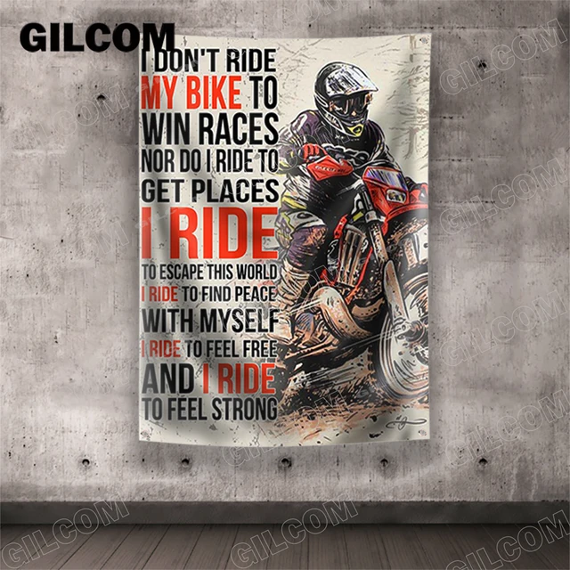 ENMOON Motorcycles Flag Banner 2x8Ft Shop Garage Man Cave Decor - Main Image