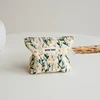 White Embroidery Daisy Women's Makeup Bag Portable Coin Purse Key Case Cosmetics Lipstick Storage Bag Commuter Liner Bag Ins 3