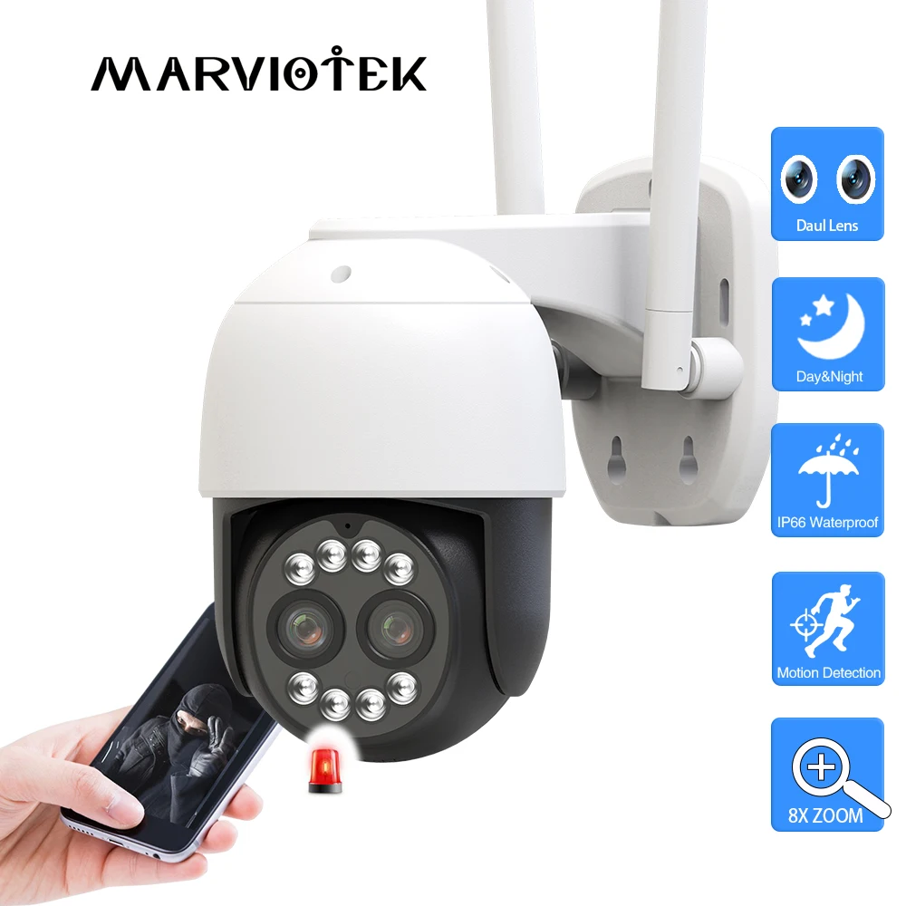 Daul Lens Wireless IP Camera 4K 4X 8X Optical Zoom 2K Security Protection Video Surveillance Cameras With Wifi Camera Outdoor 5mp ptz ip camera outdoor 5x optical zoom wifi wireless surveillance camera works with sim card cctv security protection camhi