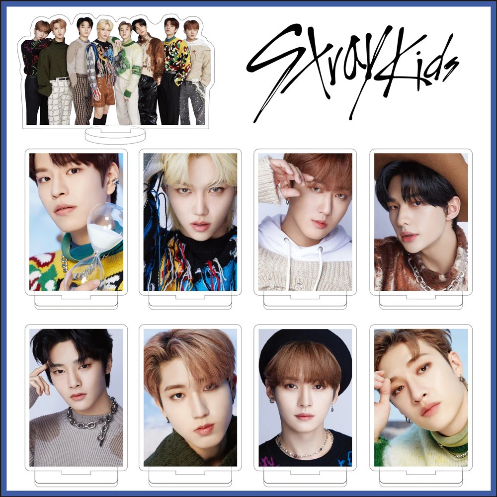 

KPOP Stray Kids Acrylic Figure Stand Double-Sided Printing Desktop Decoration Fans Gift Felix HyunJin BangChan LEEKNOW F30