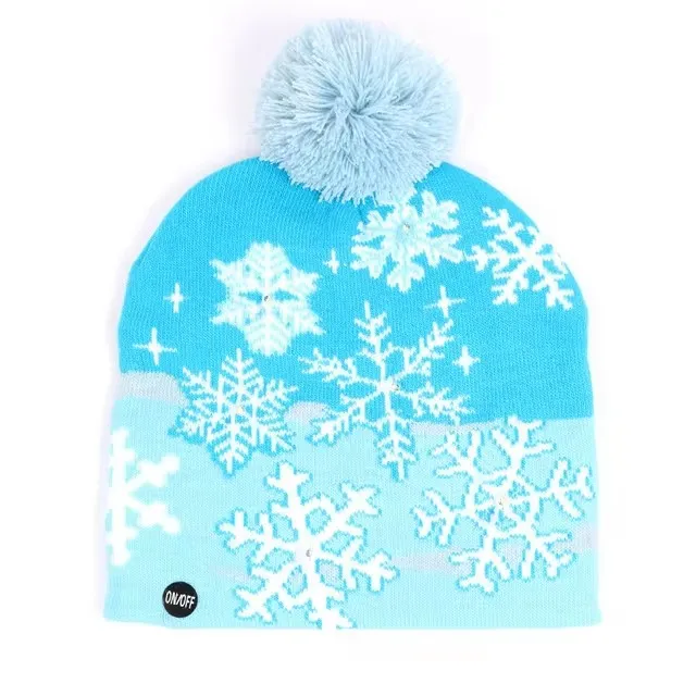 Festive Flashing LED Light-Up Christmas Hat - Snowman Winter Warm Knit Cap