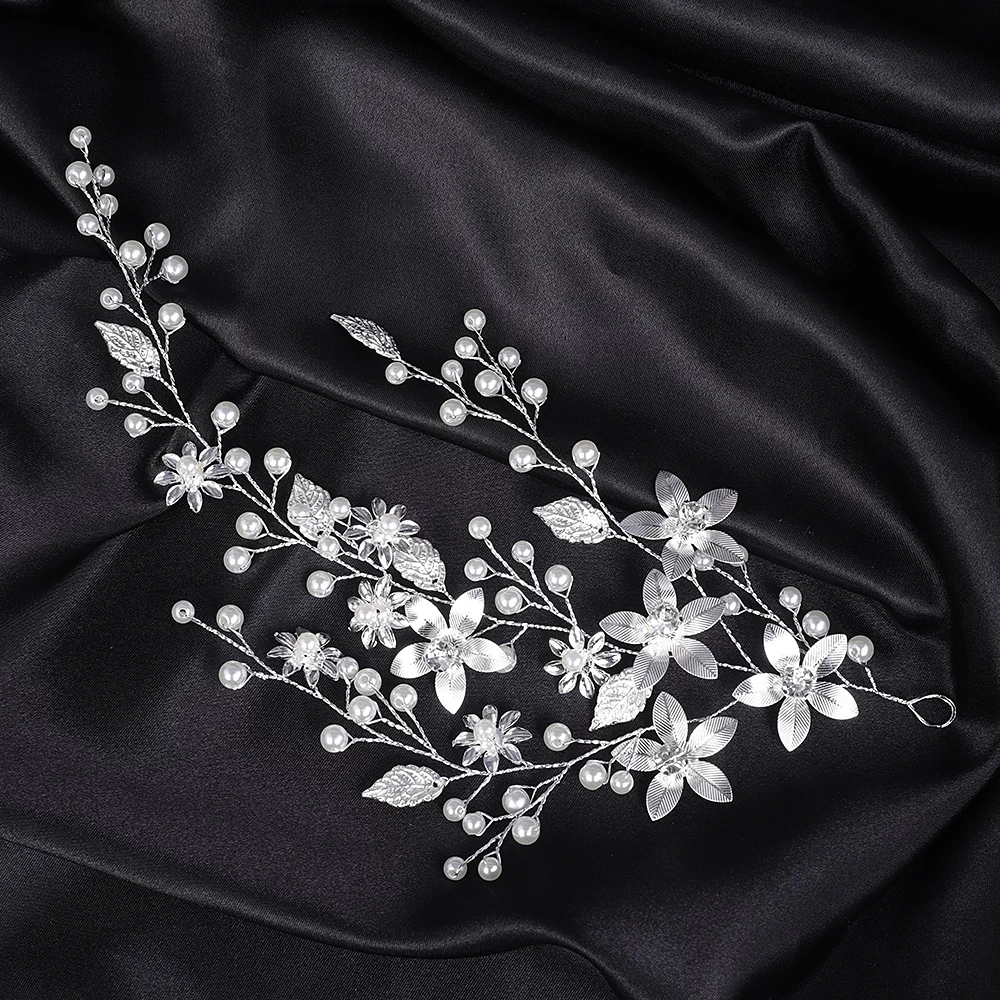 Vintage Gold Leaves And Floral Bridal Headband Bohemian Headpiece Crystal Pearl Hair Vine Flower Halo Wedding Hair Accessories