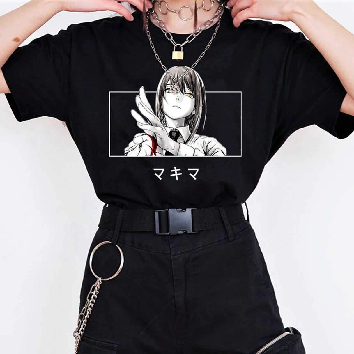 Makima Eyes-Camiseta de Anime Kawaii mujer, ropa de calle para chica gótica Y2k, Tops de Manga corta Unisex, ropa de gran tamaño - AliExpress