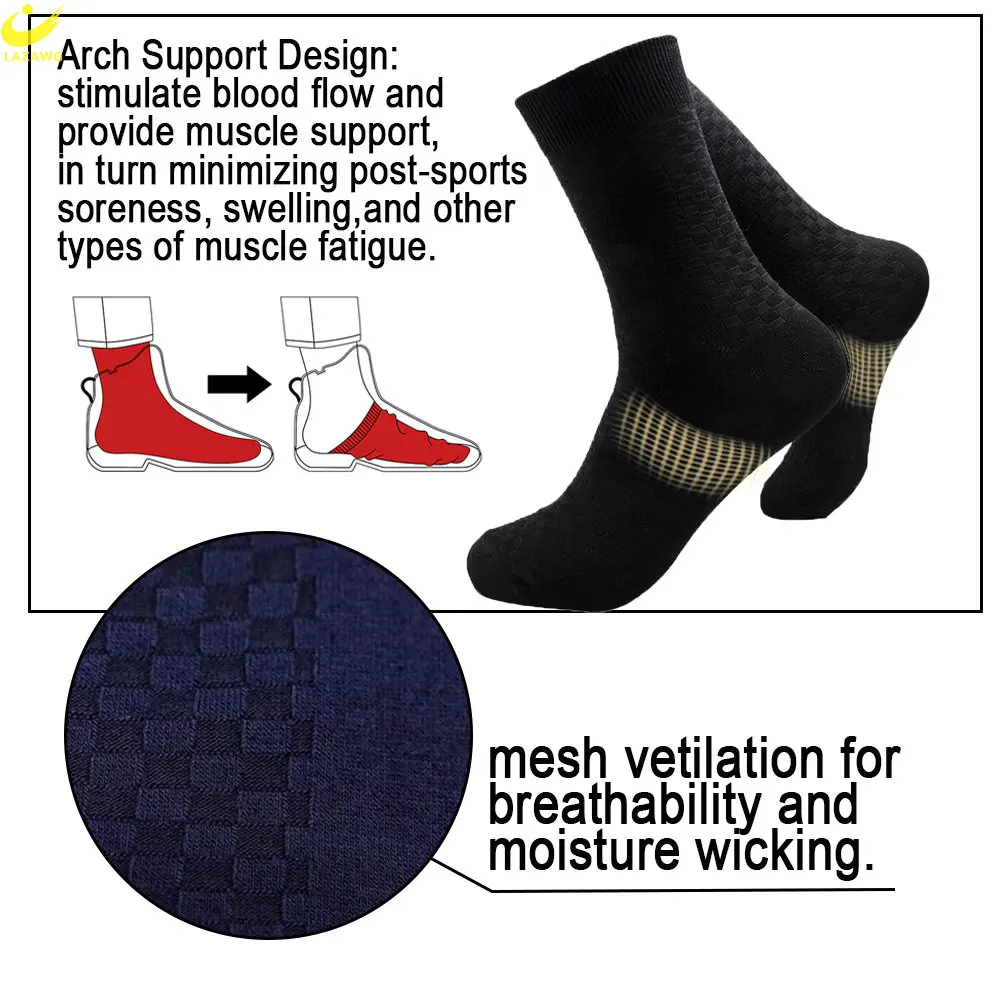 LAZAWG 5Pairs/lot Men's Cotton Socks New Style Winter for Male Socks Black Business Cotton Athletic Crew Socks Soft Breathable