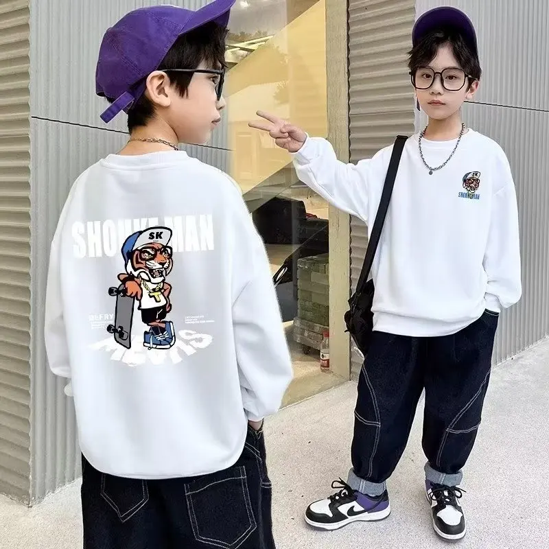 Boys' Spring and Autumn Style Mid sized Children's Autumn Top Boys' Bottom Shirt Fashionable kids sweater kids hoodie sweatshirts