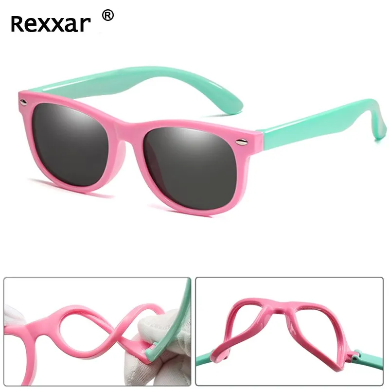 

REXXAR Kids Polarized Sunglasses TR90 Boys Girls polarization Sun Glasses Silicone Safety Glasses Gift for Children Baby UV400