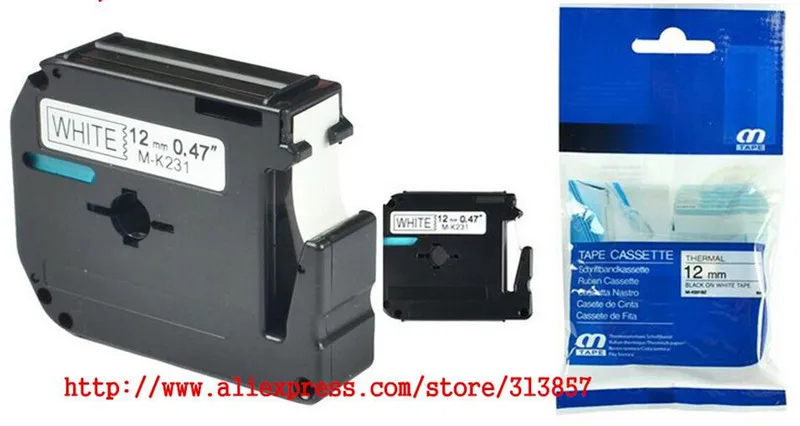 

Совместимая этикетка P Touch, 10 шт., флейта MK231 12 мм (0,47 дюйма) x 8 метров (26,2 дюйма), черная на белом для этикеточной машины PT70 PT90