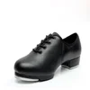 Classic Clogging Tap Shoes For Men And Women Lace Up Human Leather Middle Heel Jazz Tap Dance Shoes From Kids to Adult 26-46 2
