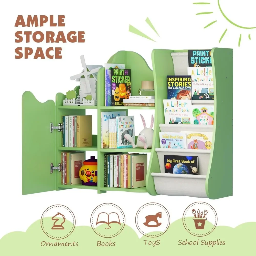 Children Treehouse Bookcase and Toy Storage,Kids Book Shelf for Kids Rooms, oddler Bookshelf Baby Bookcase,Green 4